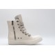 Rick Owens High-top Vegetable-Tanned Buffed Leather Milk