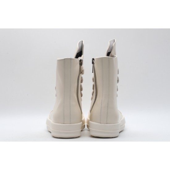 Rick Owens High-top Vegetable-Tanned Buffed Leather Milk