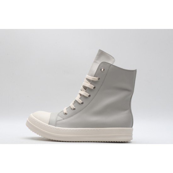 Rick Owens High-top Vegetable-Tanned Buffed Leather Grey