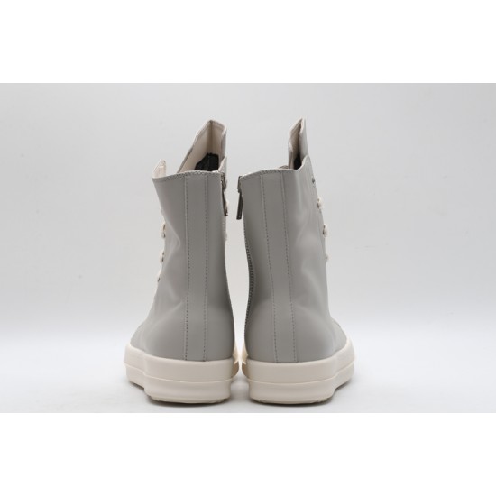 Rick Owens High-top Vegetable-Tanned Buffed Leather Grey