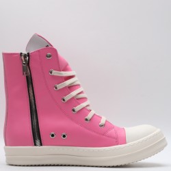 Rick Owens High-top Vegetable-Tanned Buffed Leather Pink