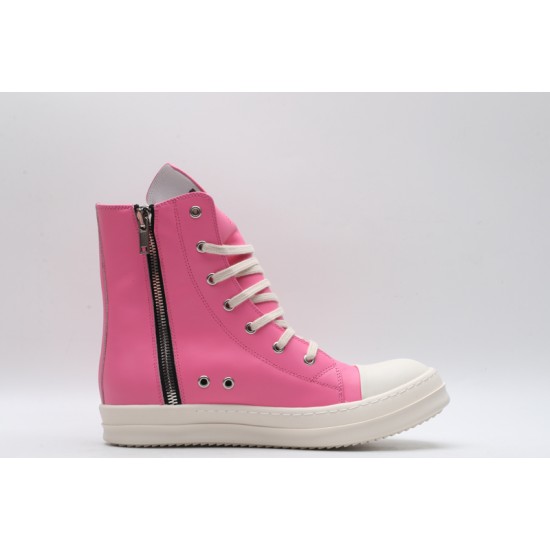 Rick Owens High-top Vegetable-Tanned Buffed Leather Pink