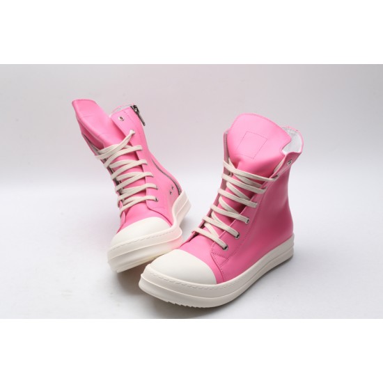 Rick Owens High-top Vegetable-Tanned Buffed Leather Pink