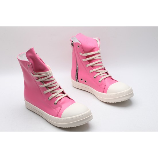 Rick Owens High-top Vegetable-Tanned Buffed Leather Pink