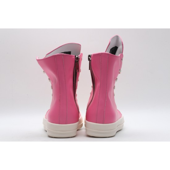 Rick Owens High-top Vegetable-Tanned Buffed Leather Pink