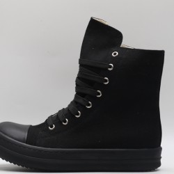 Rick Owens High-top Vegetable-Tanned Buffed Canvas Black