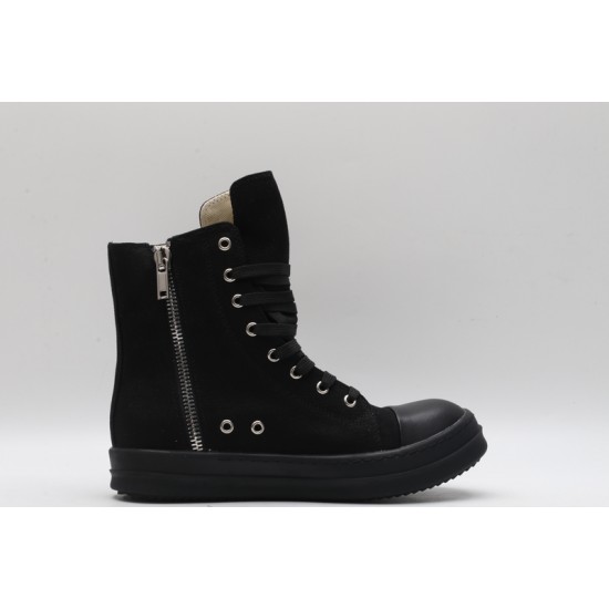 Rick Owens High-top Vegetable-Tanned Buffed Canvas Black