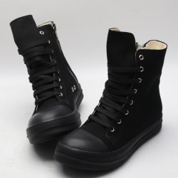 Rick Owens High-top Vegetable-Tanned Buffed Canvas Black