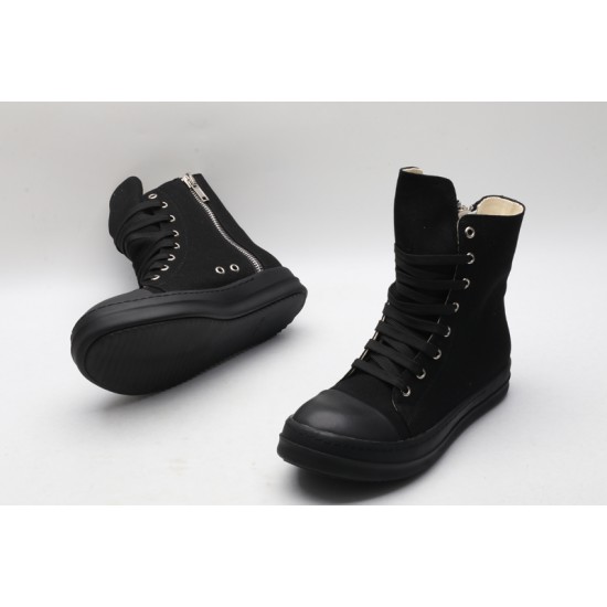 Rick Owens High-top Vegetable-Tanned Buffed Canvas Black