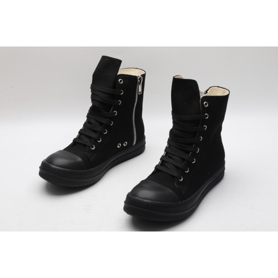 Rick Owens High-top Vegetable-Tanned Buffed Canvas Black