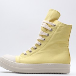 Rick Owens High-top Vegetable-Tanned Buffed Canvas Yellow Milk