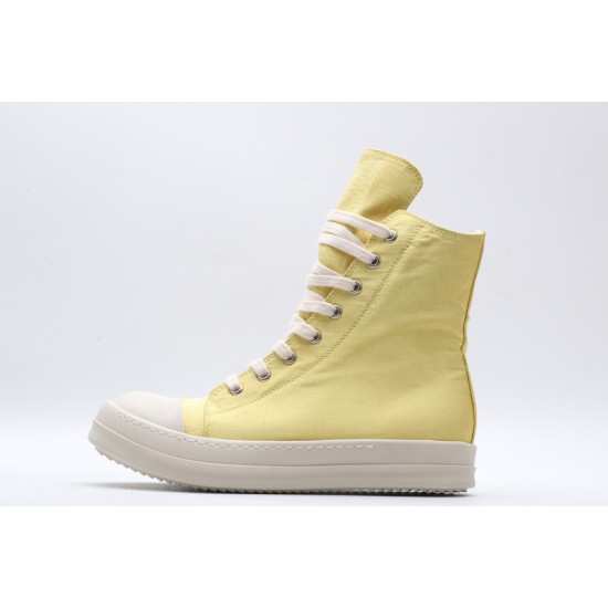 Rick Owens High-top Vegetable-Tanned Buffed Canvas Yellow Milk