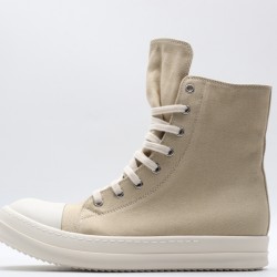 Rick Owens High-top Vegetable-Tanned Buffed Canvas Beige Milk