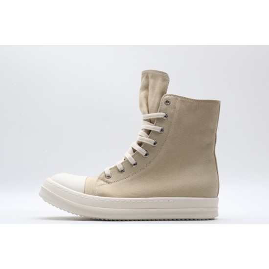 Rick Owens High-top Vegetable-Tanned Buffed Canvas Beige Milk