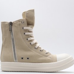 Rick Owens High-top Vegetable-Tanned Buffed Canvas Beige Milk