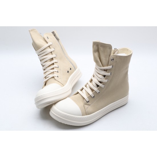 Rick Owens High-top Vegetable-Tanned Buffed Canvas Beige Milk