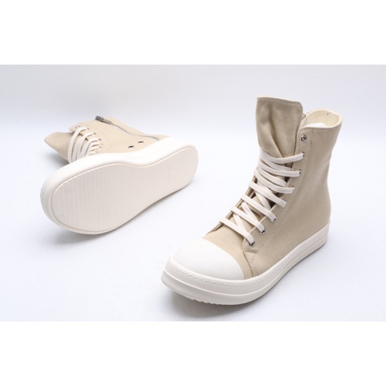 Rick Owens High-top Vegetable-Tanned Buffed Canvas Beige Milk