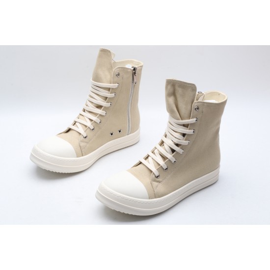 Rick Owens High-top Vegetable-Tanned Buffed Canvas Beige Milk