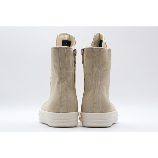 Rick Owens High-top Vegetable-Tanned Buffed Canvas Beige Milk