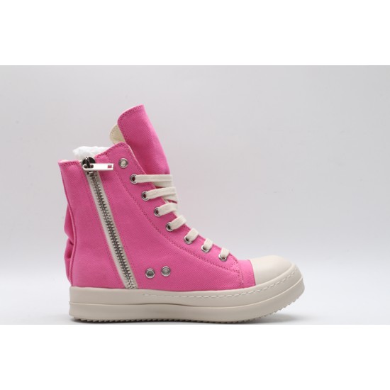 Rick Owens High-top Vegetable-Tanned Buffed Zipper Pink