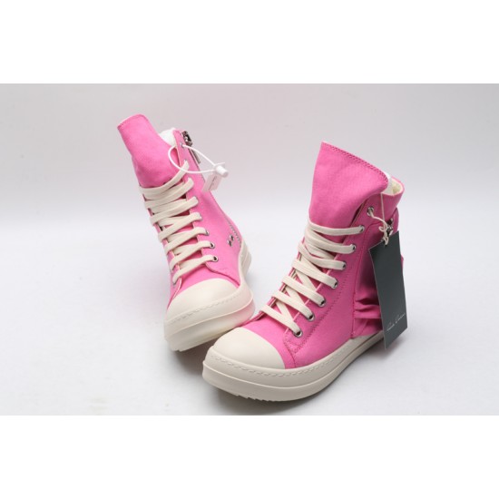 Rick Owens High-top Vegetable-Tanned Buffed Zipper Pink