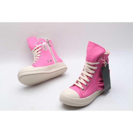 Rick Owens High-top Vegetable-Tanned Buffed Zipper Pink