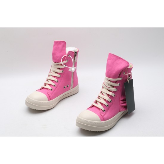 Rick Owens High-top Vegetable-Tanned Buffed Zipper Pink