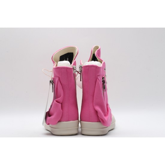 Rick Owens High-top Vegetable-Tanned Buffed Zipper Pink