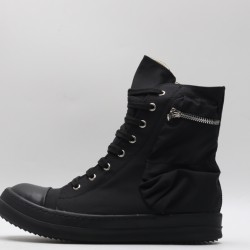 Rick Owens High-top Vegetable-Tanned Buffed Zipper Black