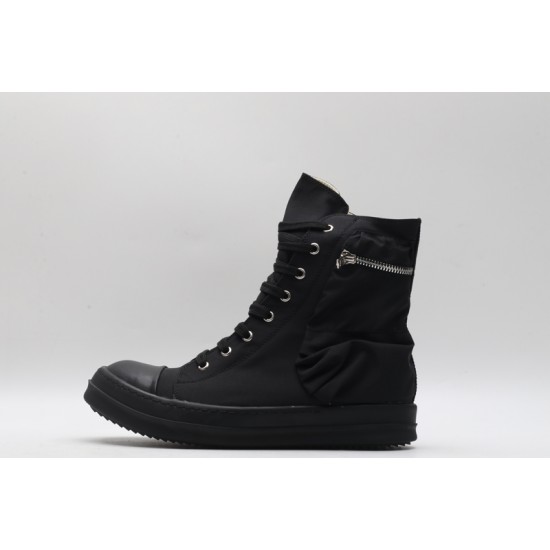 Rick Owens High-top Vegetable-Tanned Buffed Zipper Black