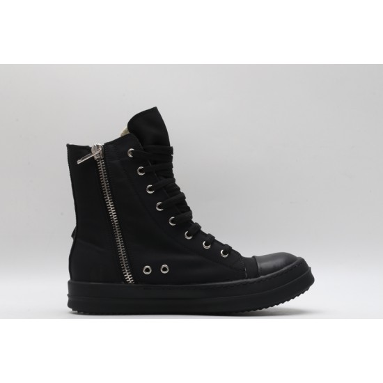 Rick Owens High-top Vegetable-Tanned Buffed Zipper Black