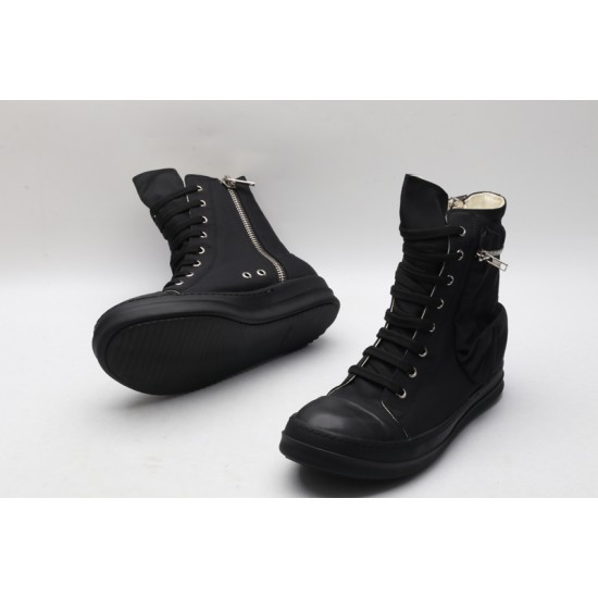 Rick Owens High-top Vegetable-Tanned Buffed Zipper Black