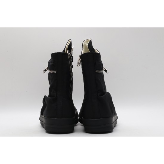 Rick Owens High-top Vegetable-Tanned Buffed Zipper Black