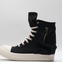 Rick Owens High-top Vegetable-Tanned Buffed Zipper Black Milk