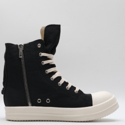 Rick Owens High-top Vegetable-Tanned Buffed Zipper Black Milk