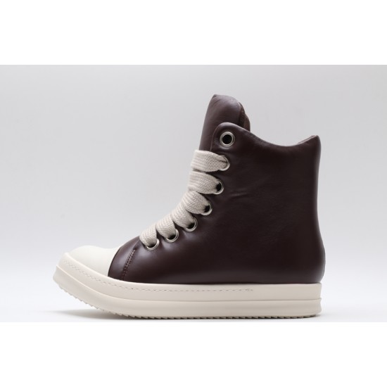 Rick Owens Luxor Jumbo Lace Padded Sneaks Burgundy Milk