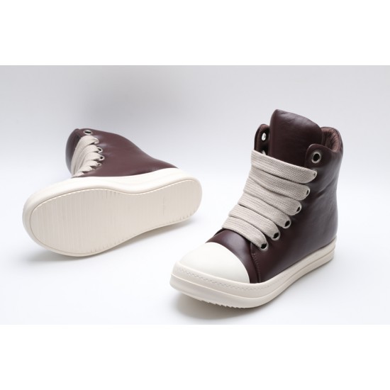 Rick Owens Luxor Jumbo Lace Padded Sneaks Burgundy Milk