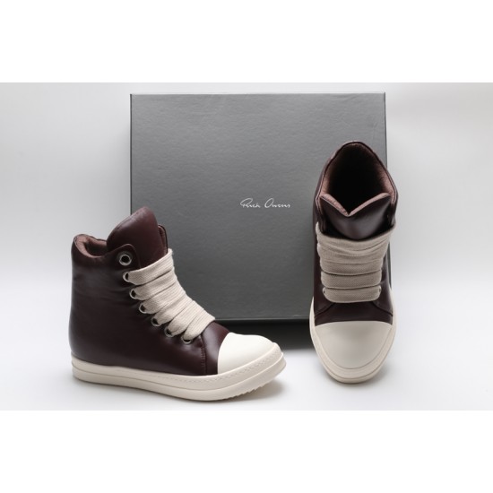 Rick Owens Luxor Jumbo Lace Padded Sneaks Burgundy Milk