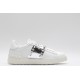 Valentino Garavani Low-Top Paneled Buffed Calfskin Sneaker White Silver