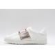 Valentino Garavani Low-Top Paneled Buffed Calfskin Sneaker White Metallic Copper