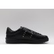 Valentino Garavani Low-Top Paneled Buffed Calfskin Sneaker Black Studded