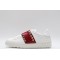 Valentino Garavani Low-Top Paneled Buffed Calfskin Sneaker White Red Studded