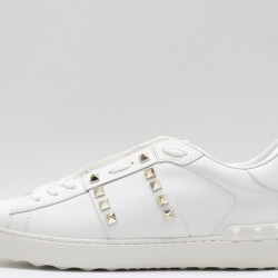 Valentino Garavani Low-Top Paneled Buffed Calfskin Sneaker White Gold