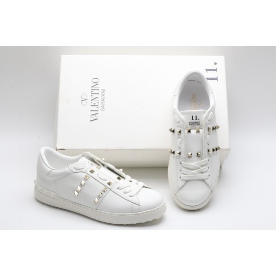 Valentino Garavani Low-Top Paneled Buffed Calfskin Sneaker White Gold