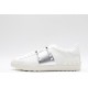 Valentino Garavani Low-Top Paneled Buffed Calfskin Sneaker White Metallic Silver