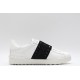 Valentino Garavani Low-Top Paneled Buffed Calfskin Sneaker White Black Studded