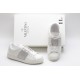 Valentino Garavani Low-Top Paneled Buffed Calfskin Sneaker White Silver Studded