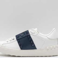 Valentino Garavani Low-Top Paneled Buffed Calfskin Sneaker White Midnight Navy