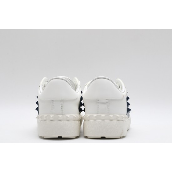 Valentino Garavani Low-Top Paneled Buffed Calfskin Sneaker White Midnight Navy