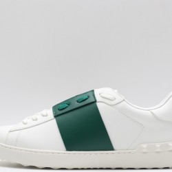 Valentino Garavani Low-Top Paneled Buffed Calfskin Sneaker White Green